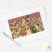 オアキサン猫と子猫 長方形シール (封筒)