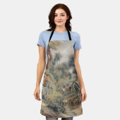 オアシスのシマウマとライオンの植物的なシーン エプロン (着用した状態)