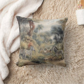 オアシスのシマウマとライオンの植物的なシーン クッション (ブランケット)