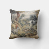 オアシスのシマウマとライオンの植物的なシーン クッション (裏面)