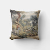 オアシスのシマウマとライオンの植物的なシーン クッション (正面)