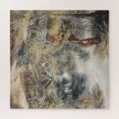 オアシスのシマウマとライオンの植物的なシーン ジグソーパズル (横)