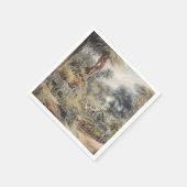 オアシスのシマウマとライオンの植物的なシーン スタンダードカクテルナプキン (角)