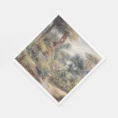 オアシスのシマウマとライオンの植物的なシーン スタンダードランチョンナプキン (角)