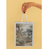 オアシスのシマウマとライオンの植物的なシーン スモールペーパーバッグ