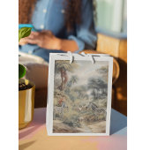 オアシスのシマウマとライオンの植物的なシーン スモールペーパーバッグ