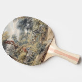 オアシスのシマウマとライオンの植物的なシーン 卓球ラケット (横)