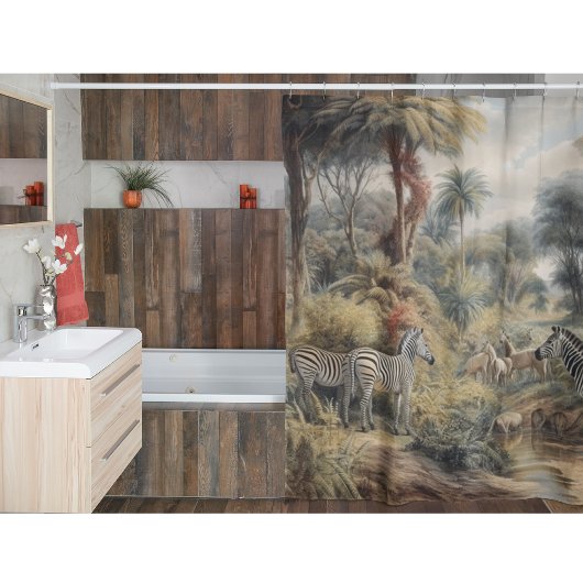 オアシスのシマウマの植物界 シャワーカーテン