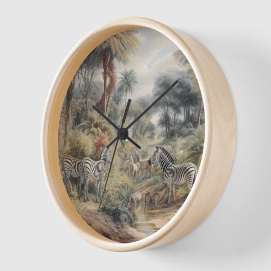 オアシスのシマウマの植物界 壁時計 (傾斜)
