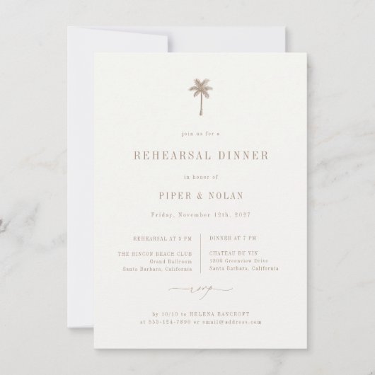 オアシスビーチ結婚式リハーサルディナー 案内状 (正面)