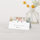オアシスモダンウォーターカラー花と葉のフラーム プレイスカード (正面)