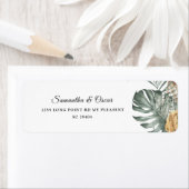 オアシスモダンウォーターカラー花と葉のフラーム ラベル (インサイチュ)