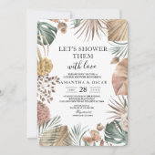 オアシスモダンウォーターカラー花と葉のフラーム 招待状 (正面)