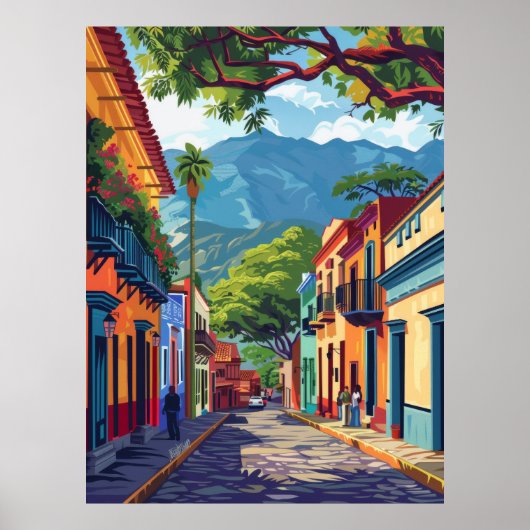 オアハカカラフルフォークアートベクトルイラストレーションペースト ポスター (正面)