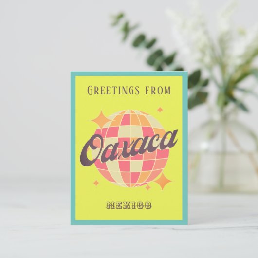 オアハカデフアレスメキシコカラフルグリーティングカード ポストカード (スタンド正面)