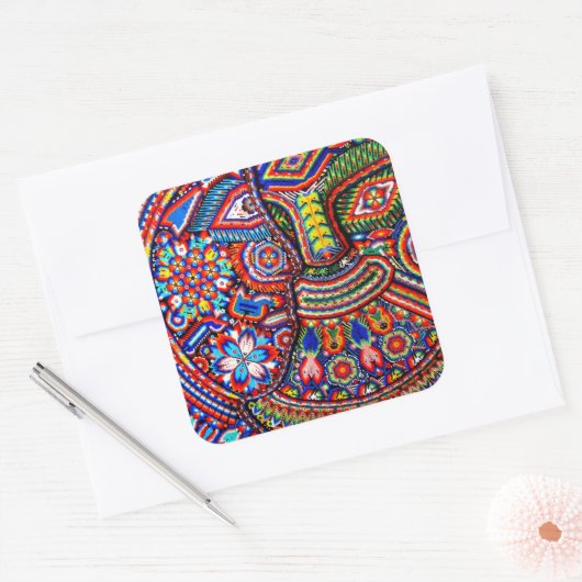 オアハカメキシコマヤントバルアートボホトラベル スクエアシール (封筒)