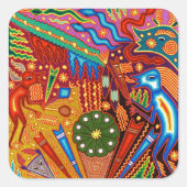 オアハカメキシコマヤントバルアートボホトラベル スクエアシール (正面)