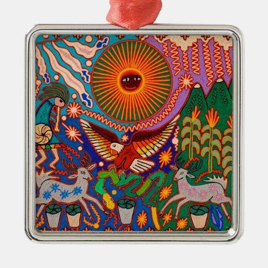 オアハカメキシコマヤントバルアートボホトラベル メタルオーナメント (正面)
