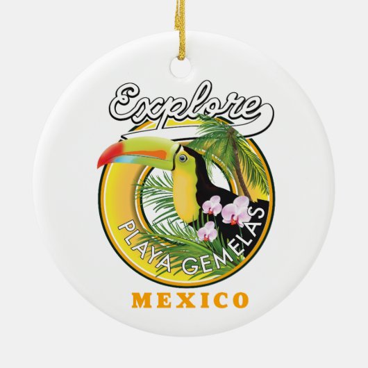 オアハカメキシコ旅行ロゴセラミックオーナメント セラミックオーナメント (裏面)