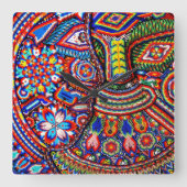 オアハカ州メキシコのメキシコマヤの種族の芸術のBoho旅行 スクエア壁時計 (正面)