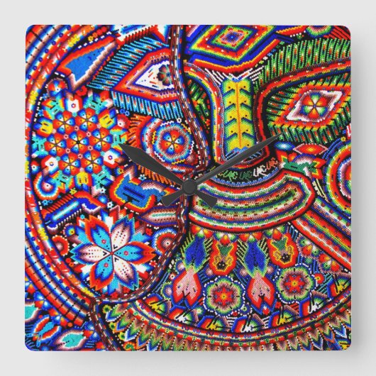 オアハカ州メキシコのメキシコマヤの種族の芸術のBoho旅行 スクエア壁時計 (正面)