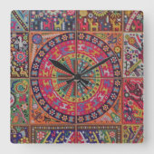 オアハカ州メキシコのメキシコマヤの種族の芸術のBoho旅行 スクエア壁時計 (正面)