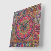 オアハカ州メキシコのメキシコマヤの種族の芸術のBoho旅行 スクエア壁時計 (傾斜)