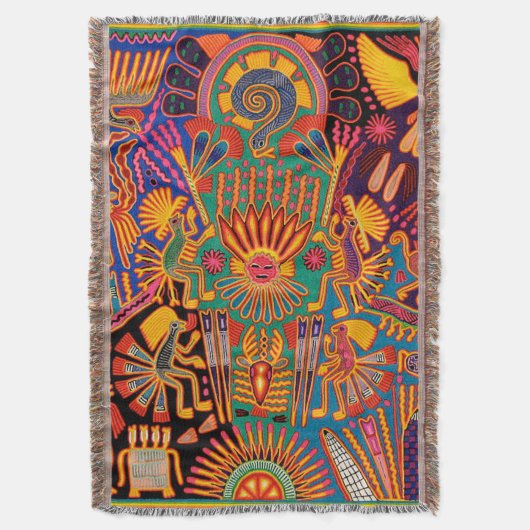 オアハカ州メキシコのメキシコマヤの種族の芸術のBoho旅行 スローブランケット (正面縦)