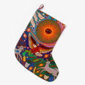 オアハカ州メキシコのメキシコマヤの種族の芸術のBoho旅行 ラージクリスマスストッキング (正面 (吊り時))