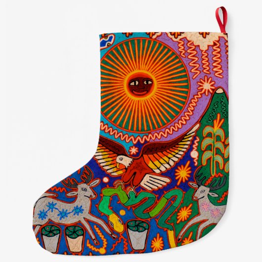 オアハカ州メキシコのメキシコマヤの種族の芸術のBoho旅行 ラージクリスマスストッキング (裏面)