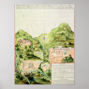 オアハカ州、メキシコ1785-87年の鉱山の計画 ポスター
