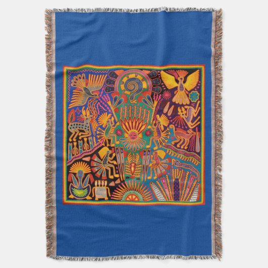 オアハカ·メキシコメキシコのマヤ族の部族アステカアート·ボホ スローブランケット (正面縦)