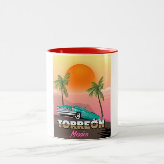 オアハカ・メキシコ旅行ポスター ツートーンマグカップ (中央)