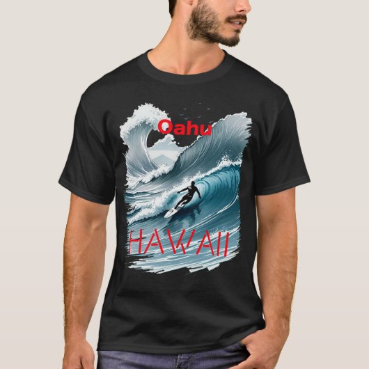 オアフハワイサーフィンウェーブ Tシャツ (正面)