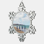 オアフハワイトロピカルビーチ スノーフレークピューターオーナメント (右)