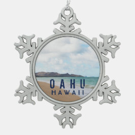 オアフハワイトロピカルビーチ スノーフレークピューターオーナメント