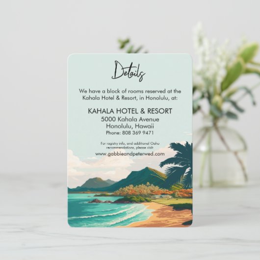 オアフハワイビーチパーム結婚ツリーのエンクロージャカード エンクロージャーカード (スタンド正面)