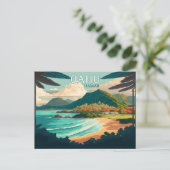 オアフハワイビーチヴィンテージレトロ ポストカード (スタンド正面)