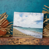 オアフハワイ油絵を描プリント&引用文 フォトプラーク (側面)