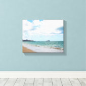 オアフハワイ海ウェーブズ&ビーチ キャンバスプリント (インサイチュ (ウッドフロア))