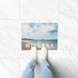 オアフハワイ海ウェーブズ&ビーチ ドアマット