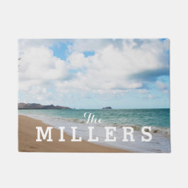 オアフハワイ海ウェーブズ&ビーチ ドアマット