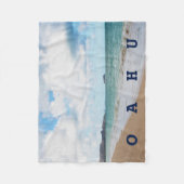 オアフハワイ海ウェーブズ&ビーチ フリースブランケット (正面)