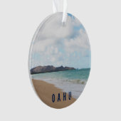 オアフハワイ熱帯ビーチ2写真&文字 オーナメント (正面)