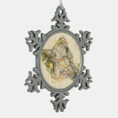 オアフハワイ(1906年)のヴィンテージの地図 スノーフレークピューターオーナメント (左)