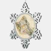 オアフハワイ(1906年)のヴィンテージの地図 スノーフレークピューターオーナメント (右)