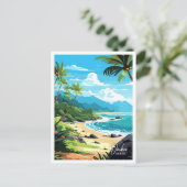 オアフハワイUSAアートヴィンテージ旅行イラストレーション ポストカード (スタンド正面)