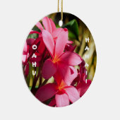 オアフプルメリア花 – ピンクと白 セラミックオーナメント (右)