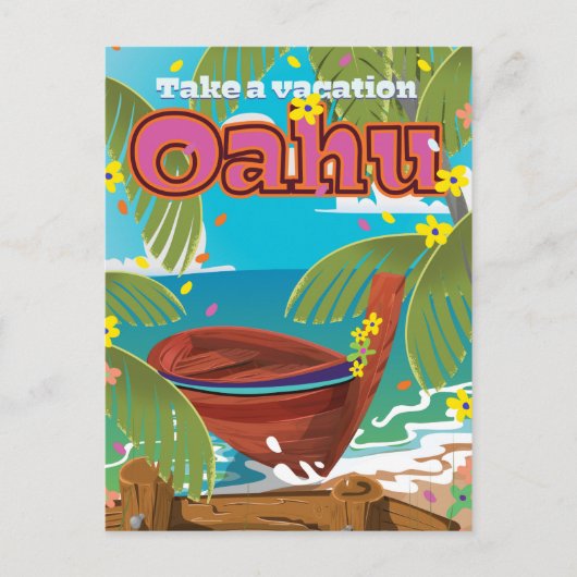 オアフ島の休日旅行ポスター シーズンポストカード (正面)