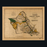 オアフ島の地図(1881ハワイアン) ポスター<br><div class="desc">タイトルOahu, ハワイアン諸島貢献者名Lyons,  C. J. Covington,  Richard (Cartographer) Hawaii.Oihana Ana Aina Aupuni.作成/公開[ホノルル] :ハワイアンGovt. Survey,  1881.件名 – Oahu （ハワイ） – マップ – 統一された州- – ハワイ – -Oahu</div>